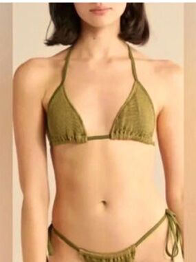 Cleonie Bikini Free People Top In Olive Green Sz XS/S NWOT
